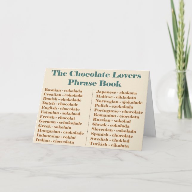Carte Les amateurs de chocolat Livre de Phrase (Devant)