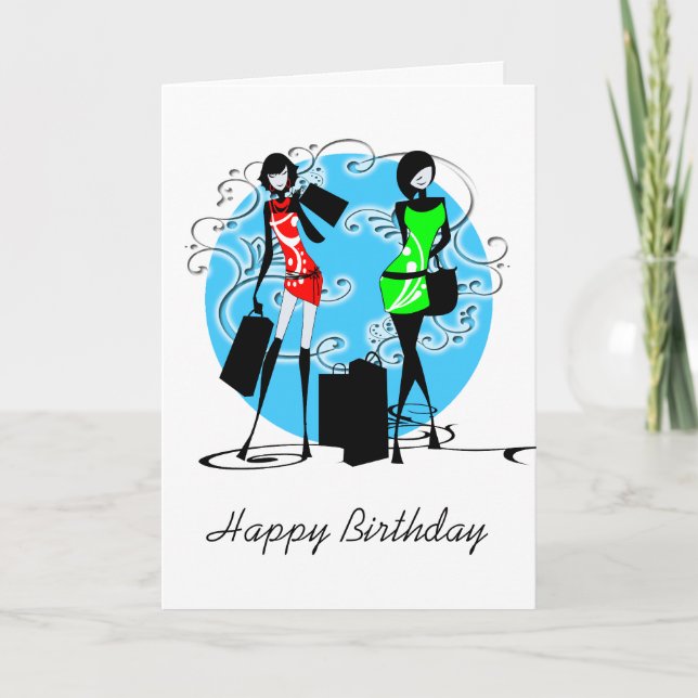 Carte Les amis girly de mode d'anniversaire de filles (Devant)