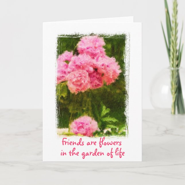 Carte Les amis sont Fleurs Citation Peony Card (Devant)