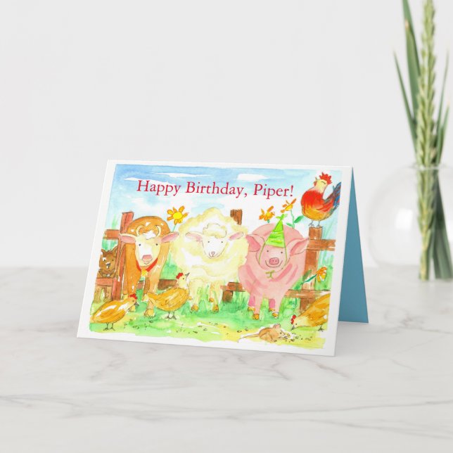 Carte Les animaux de ferme Joyeux anniversaire (Devant)