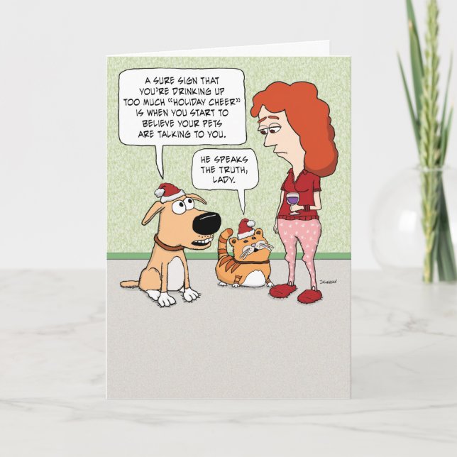 Carte Les animaux pensent que vous buvez trop à Noël (Devant)
