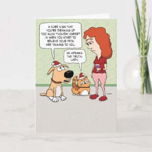 Carte Les animaux pensent que vous buvez trop à Noël