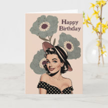 les années 50 Vintage Retro pinup femme & fleurs, 