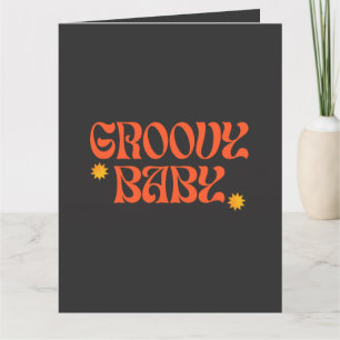 Carte Les années 70 rétro Mustard Orange Black Hippie Su