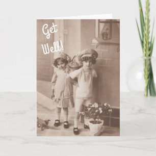 Carte Les bouquets vintages de fleur de petits enfants