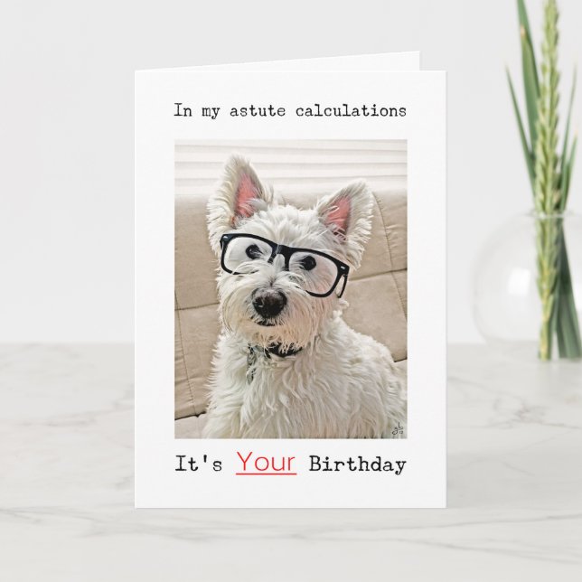 Carte Les calculs de Westie, c'est ton anniversaire (Devant)