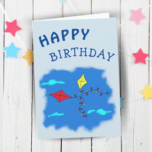 Carte Les cerfs-volants dans le ciel Joyeux anniversaire (Créateur téléchargé)