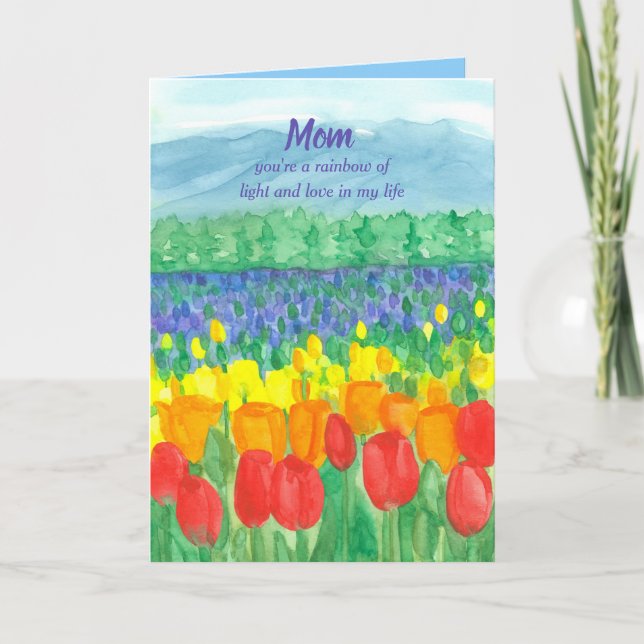 Carte Les champs de fleurs de tulipes Joyeuses Fête des  (Devant)