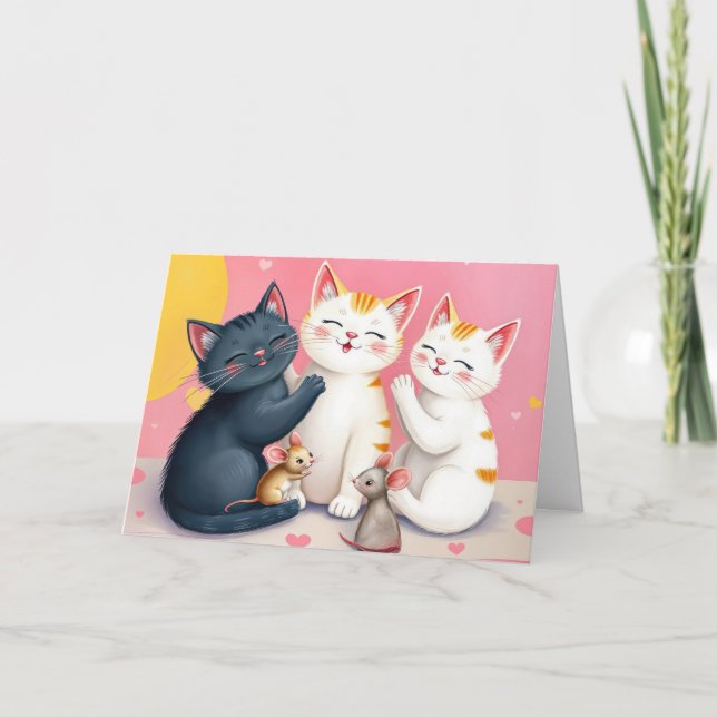 Carte Les chats et les souris vieillissent Humour d'anni (Devant)