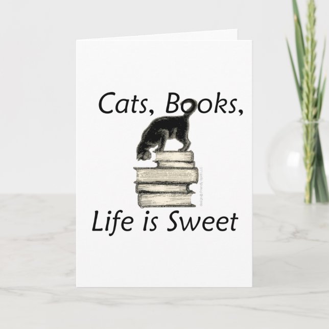 Carte Les chats, livres, la vie est doux (Devant)