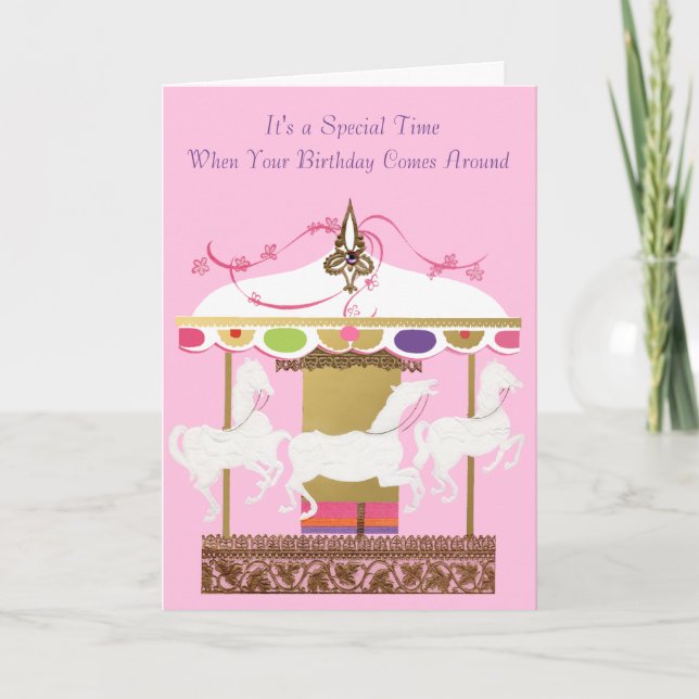 Carte Les chevaux blancs joyeux vont anniversaire de (Devant)