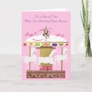 Carte Les chevaux blancs joyeux vont anniversaire de