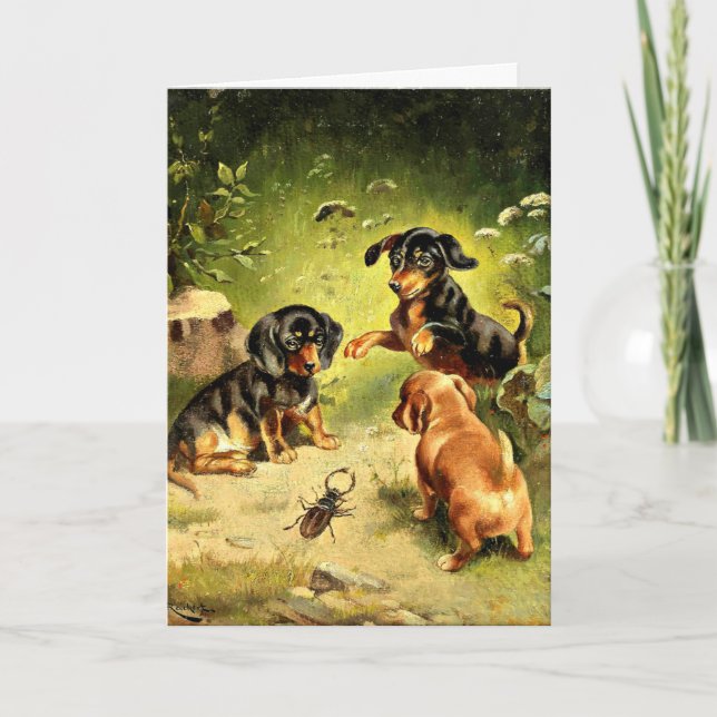 Carte Les chiots de Dachshund en jeu (Devant)