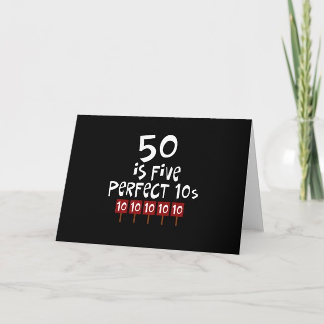Carte les cinquantième cadeaux d'anniversaire, 50 est 5 (Devant)