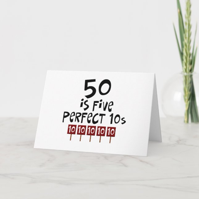 Carte les cinquantième cadeaux d'anniversaire, 50 est 5 (Devant)
