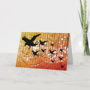Carte Les Corbeaux d'Halloween volent à travers le châte