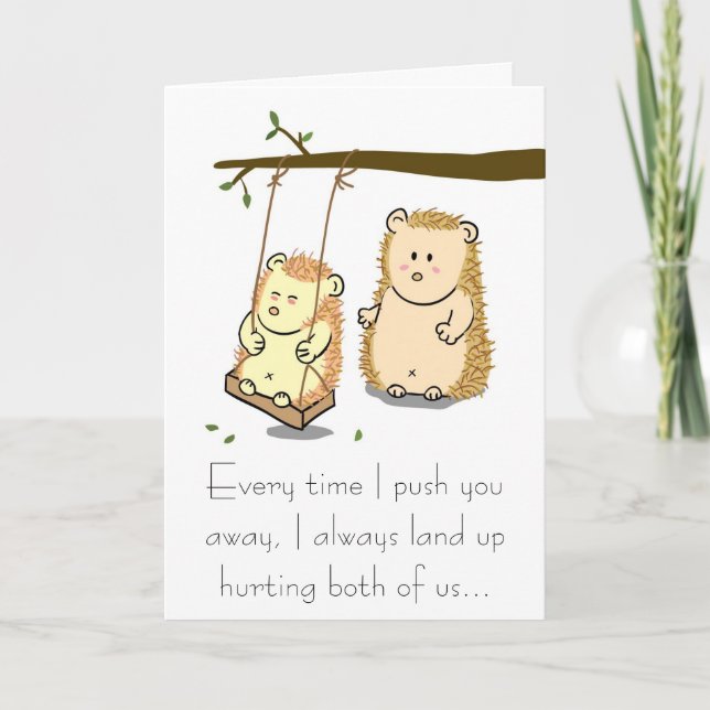 Carte Les couples mignons de hérisson sur l'arbre (Devant)
