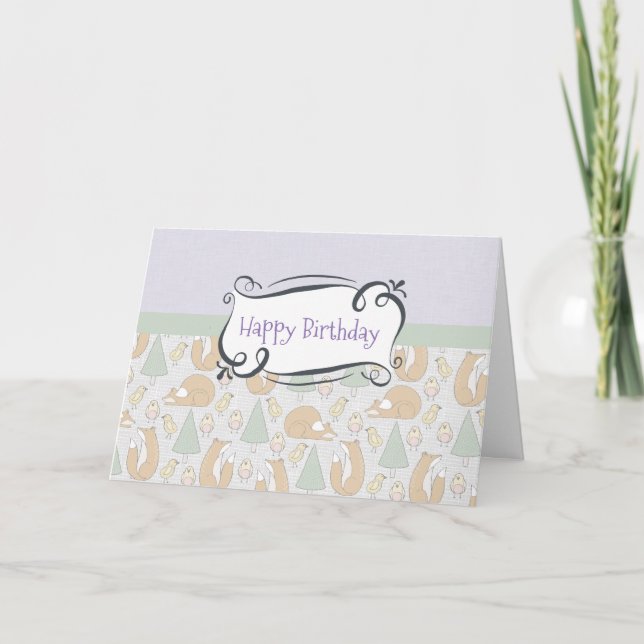 Carte Les créations de bois Whimsical Joyeux anniversair (Devant)