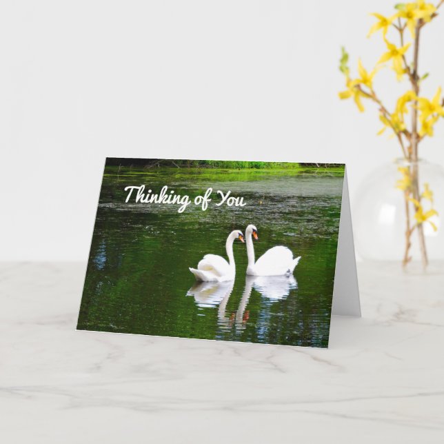 Carte Les cygnes pensent à vous (Fleur jaune)