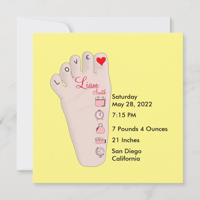 Carte Les détails de Birth Stats (Devant)