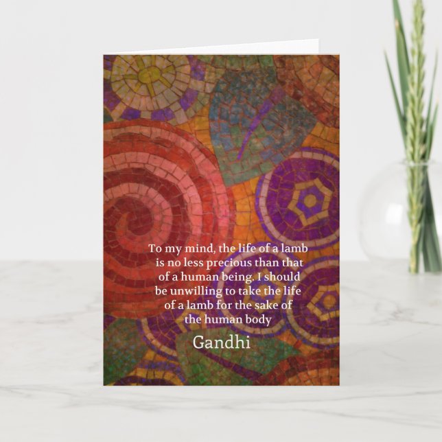 Carte Les droits des animaux inspirants de Gandhi citent (Devant)