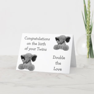 CARTE LES ÉLÉPHANTS BÉBÉS DISENT DOUBLE AMOUR AVEC DE NO