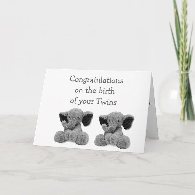 CARTE LES ÉLÉPHANTS BÉBÉS DISENT DOUBLE AMOUR AVEC DE NO (Devant)