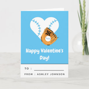 Carte Les enfants Baseball Heart Classe Saint Valentin B