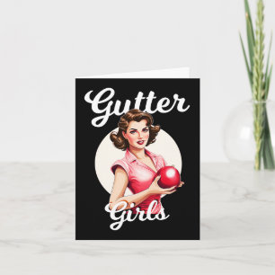 Carte Les Filles Gutter Funny Retro Bowler Vintage Bowli