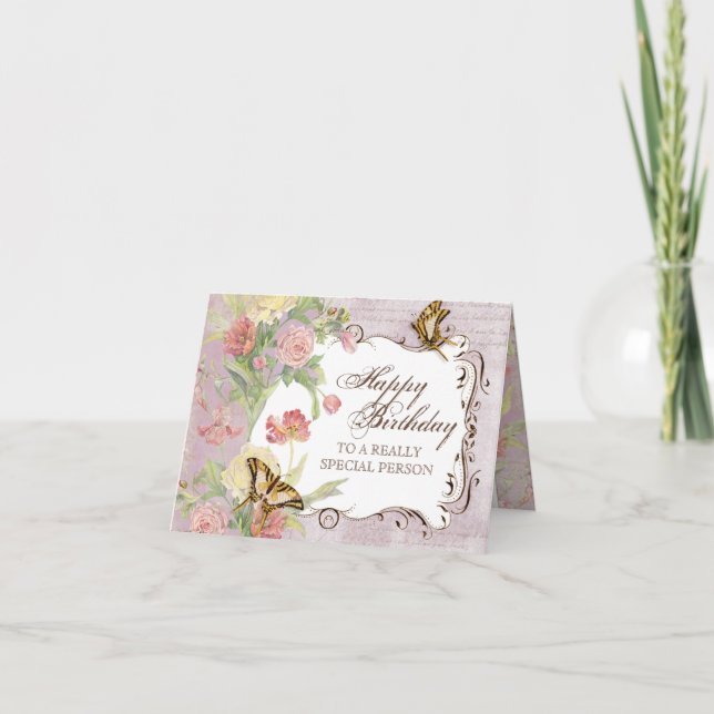 Carte Les Fleurs Peony Rose Tulip Floral Flowers Mariage (Devant)