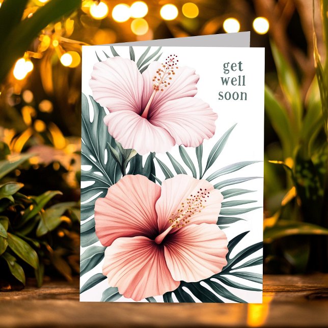 Carte Les fleurs tropicales d'Hibiscus se portent bien b (Tropical Hibiscus Flowers GET WELL SOON Card
)