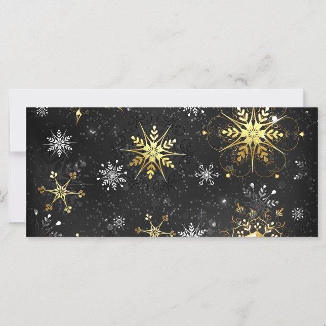 Carte Les flocons dorés de Noël sur l'Arrière - plan noi (Devant)