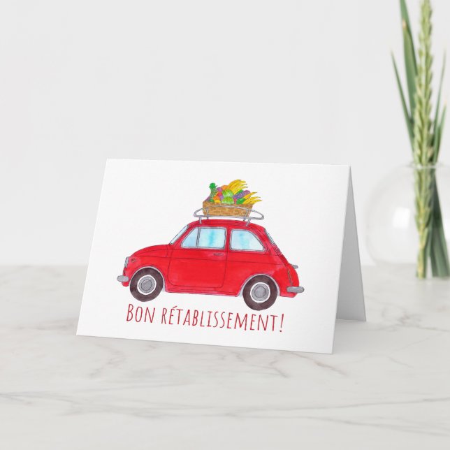 Carte Les Français se portent bien Red Retro Fiat 500 (Devant)