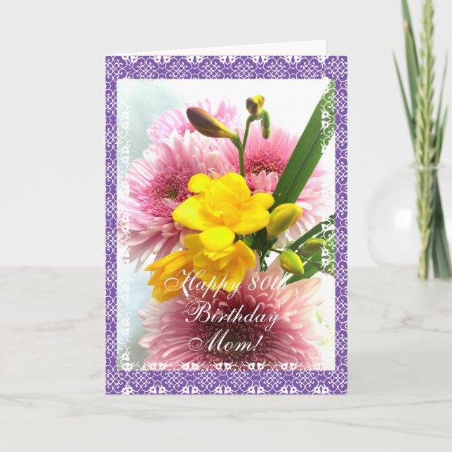 Carte Les freesias du 80e anniversaire de maman) (Devant)