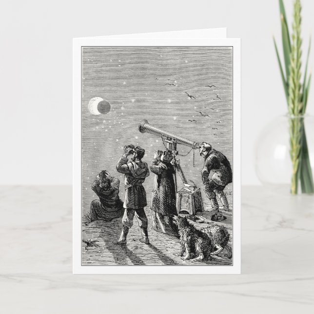 Carte les gens observant une éclipse solaire (Devant)