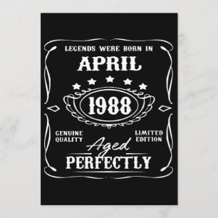 Carte les légendes sont nées en avril 1988 t-shirts d'an