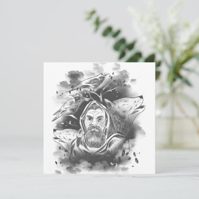 Carte Les loups d'Odin dessinés à la main (Debout devant)