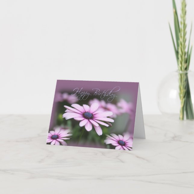 Carte Les marguerites roses Joyeux anniversaire (Devant)