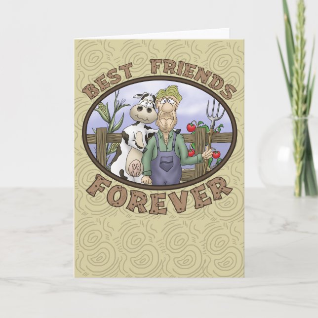 Carte Les meilleurs amis cardent pour toujours : Vache (Devant)