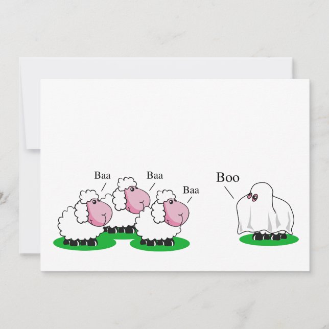Carte Les moutons déguisés en fantôme d'Halloween allant (Devant)