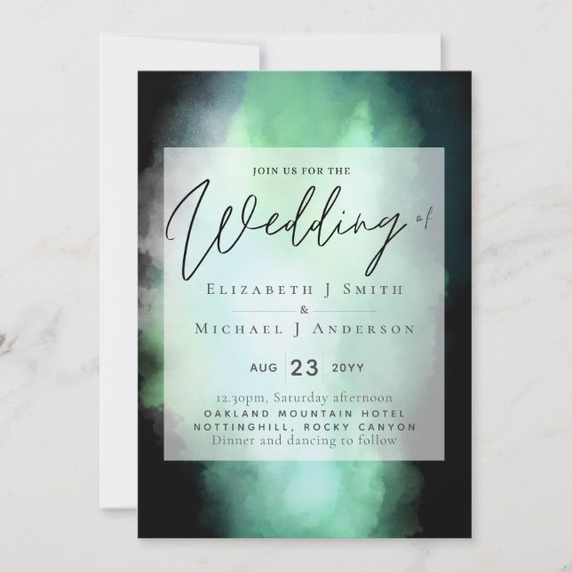 Carte Les nuances de vert noir Mariage du budget moderne (Devant)