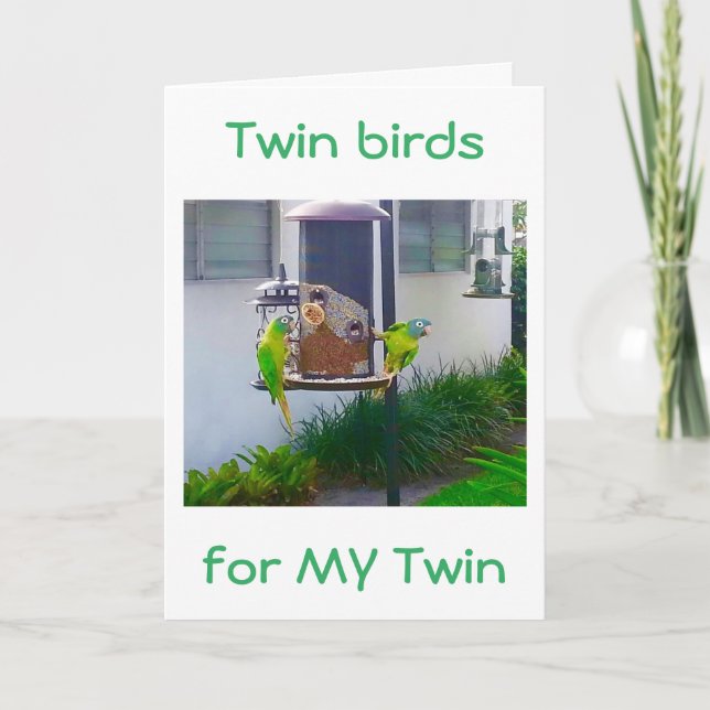 CARTE LES OISEAUX TWIN-TWIN VOUS CHANTENT HEUREUX ANNIVE (Devant)
