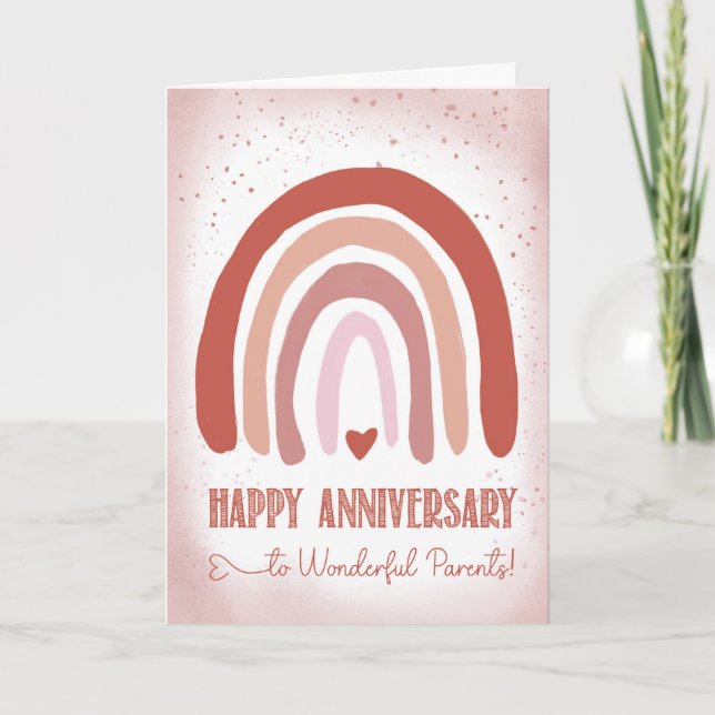 Carte Les Parents Anniversaire Main Peint rose tendre (Devant)