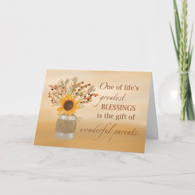 Carte Les parents sont des bénédictions au tournesol de  (Devant)