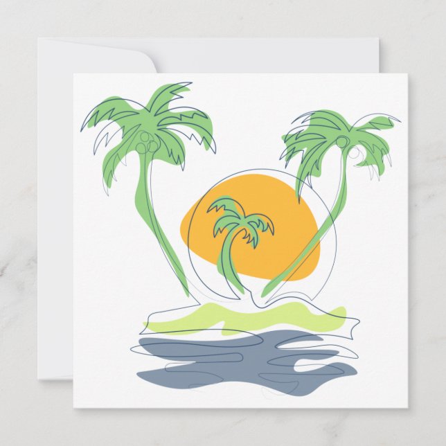 Carte Les paysages de plage tropicaux de l'île. Palmier  (Devant)