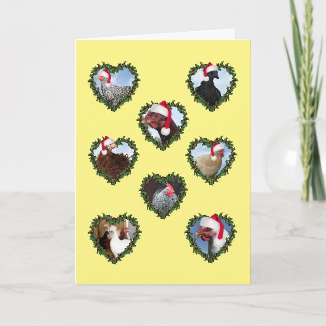 Carte Les poulets de Noël dans les couronnes (Devant)