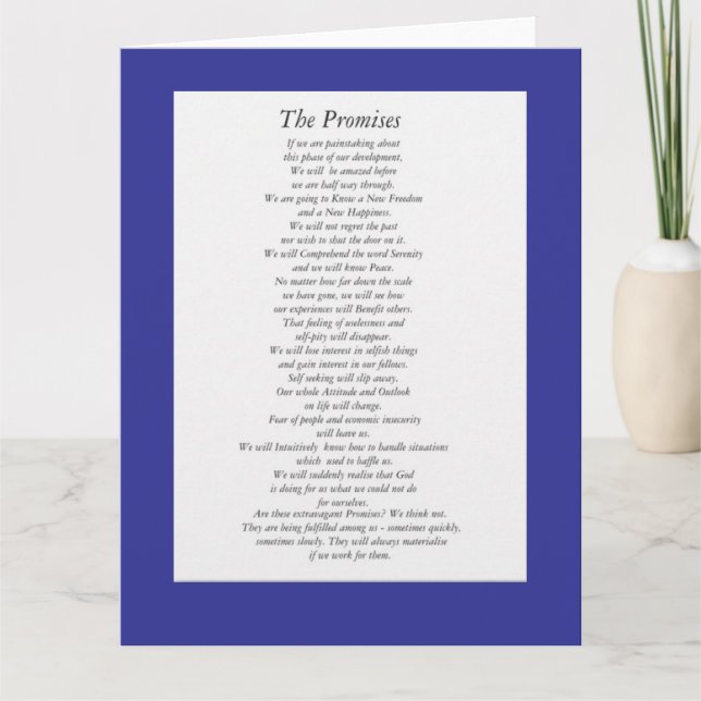 Carte Les promesses AA (feuille de papier). (Devant)