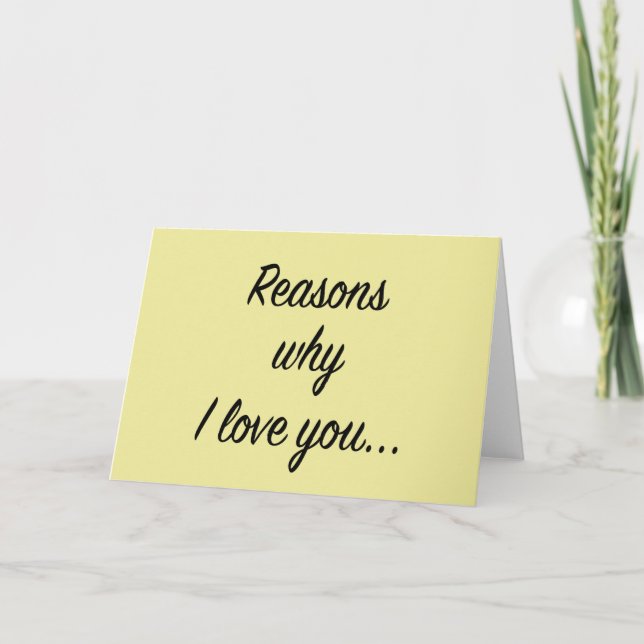 Carte Les raisons pour lesquelles je t'aime (Devant)