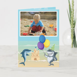Carte Les requins à la plage Fun été fête d'anniversaire