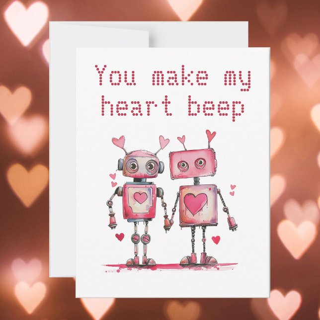 Carte Les robots me font battre le cœur Saint-Valentin (Créateur téléchargé)